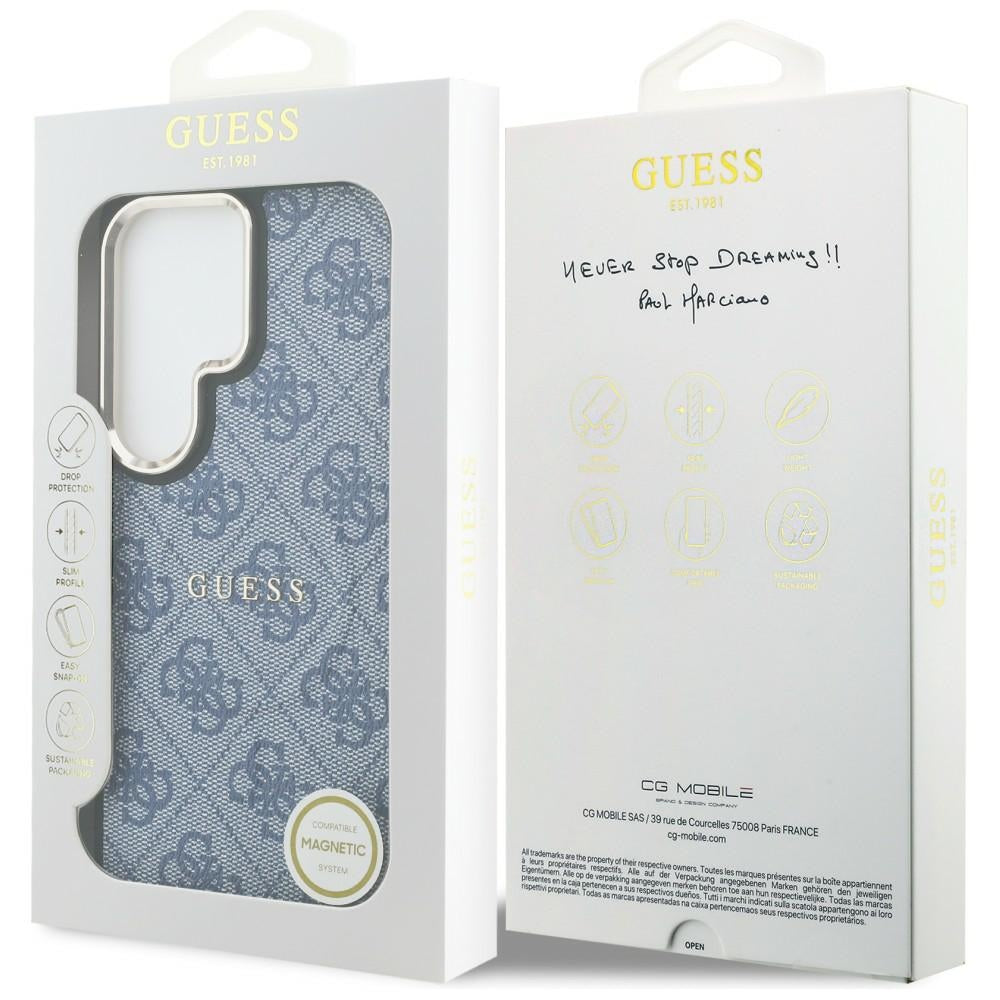 MagSafe Hülle für Samsung Galaxy S26 Ultra S948, Guess, 4G Embossed Ring, Blau