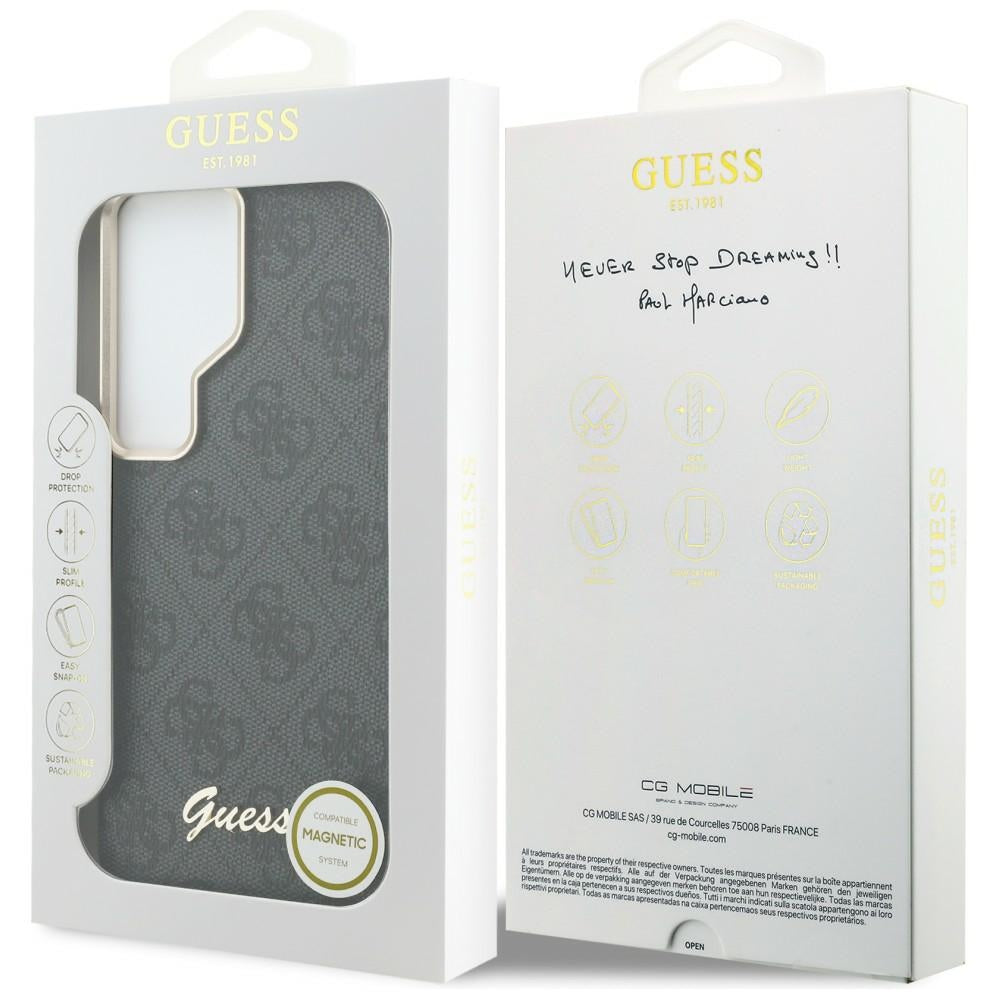 MagSafe hoesje voor Samsung Galaxy S26 Ultra S948, Guess, 4G Script Logo, Zwart