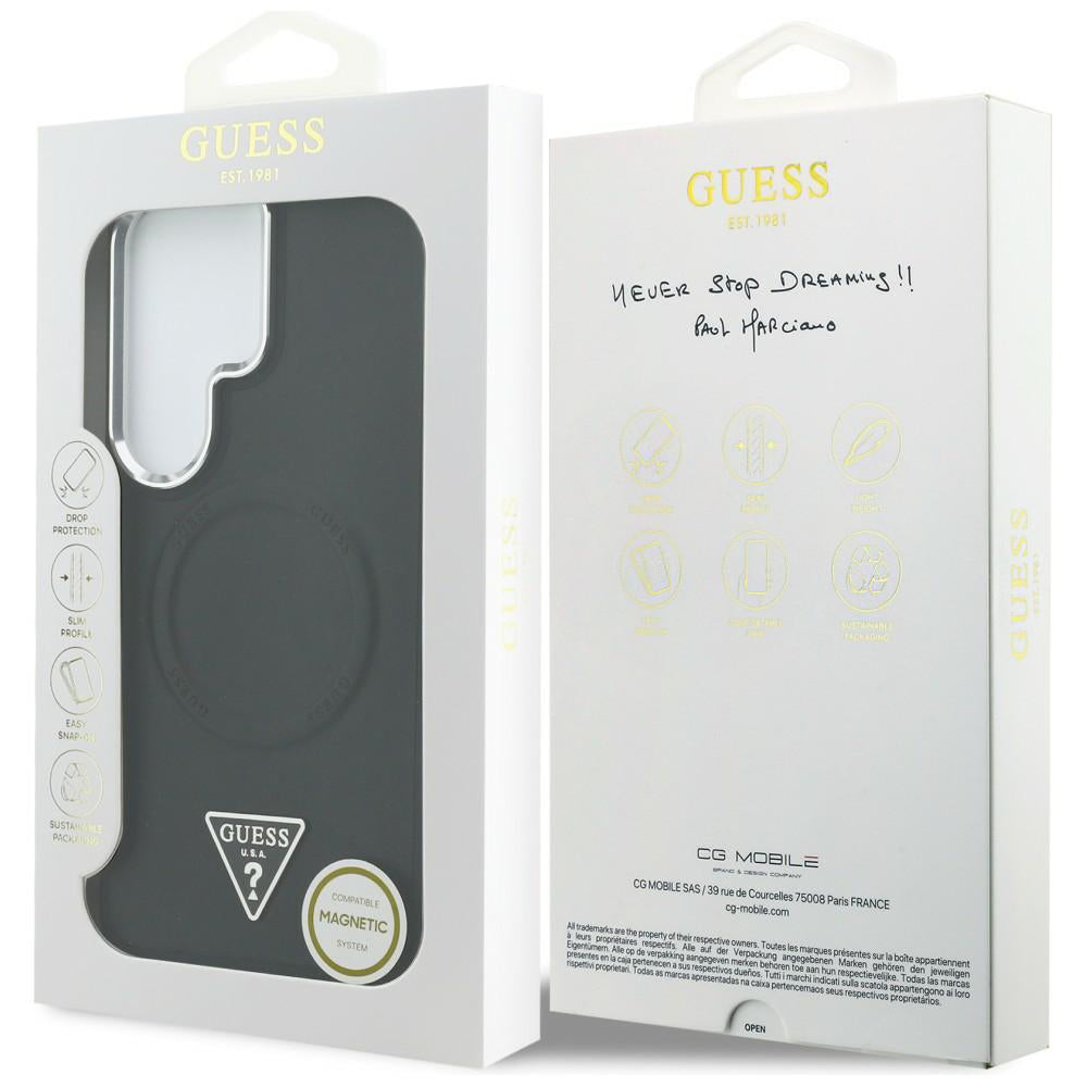 MagSafe hoesje voor Samsung Galaxy S26 Ultra S948, Guess, Embossed Ring Triangle Logo, Zwart