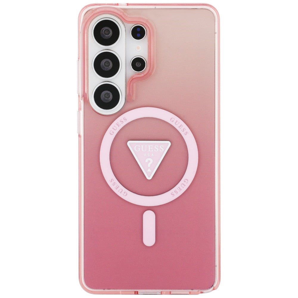 MagSafe Hülle für Samsung Galaxy S26 Ultra S948, Guess, IML Gradient Triangle Logo, Rosa