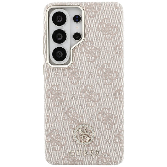 Coque MagSafe pour Samsung Galaxy S26 Ultra S948, Guess, logo rond en strass, Rose
