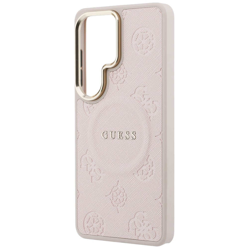 MagSafe-hoes voor Samsung Galaxy S26 Ultra S948, Guess, Saffiano Peony Gegraveerde Ring, Roze