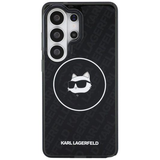 MagSafe hoesje voor Samsung Galaxy S26 Ultra S948, Karl Lagerfeld, IML Choupette Head on KL Repeated Logo, Zwart