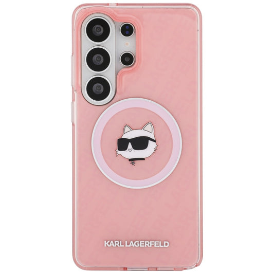 MagSafe hoesje voor Samsung Galaxy S26 Ultra S948, Karl Lagerfeld, IML Choupette Head on KL Repeated Logo, Roze