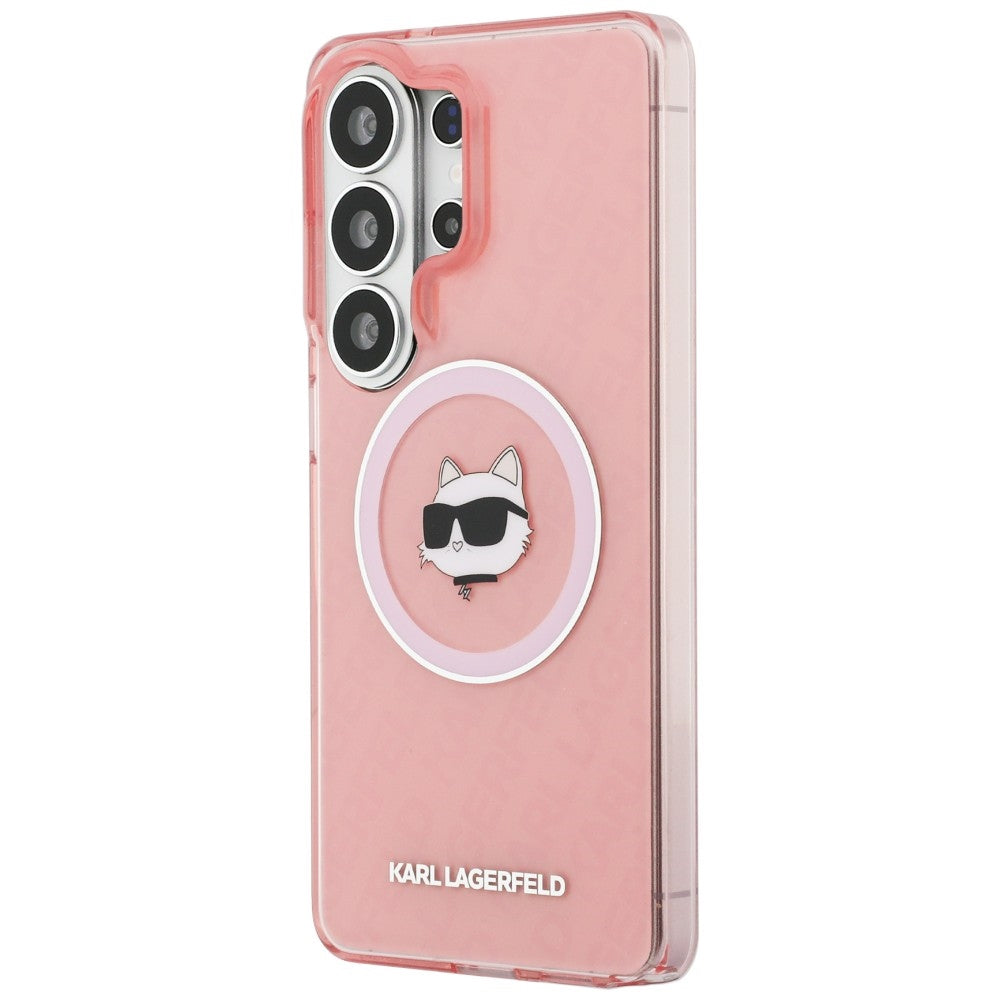 MagSafe hoesje voor Samsung Galaxy S26 Ultra S948, Karl Lagerfeld, IML Choupette Head on KL Repeated Logo, Roze