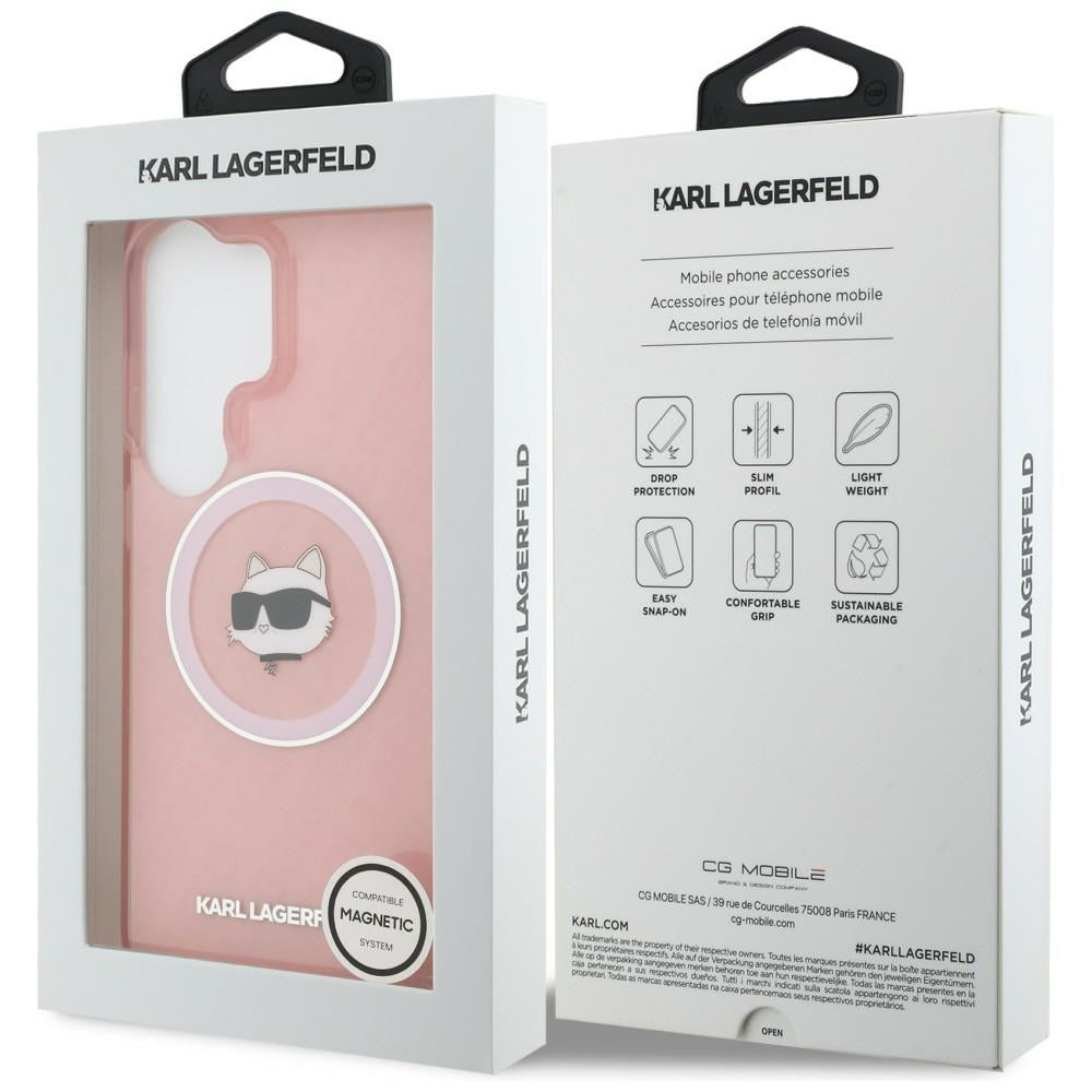 MagSafe hoesje voor Samsung Galaxy S26 Ultra S948, Karl Lagerfeld, IML Choupette Head on KL Repeated Logo, Roze