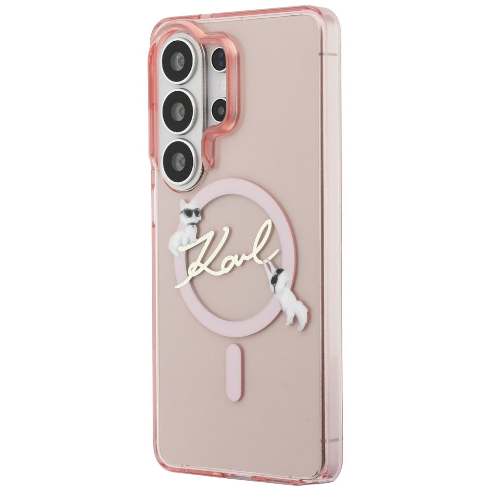 MagSafe Case for Samsung Galaxy S26 Ultra S948, Karl Lagerfeld, IML Choupette Karl Script Logo, Pink
