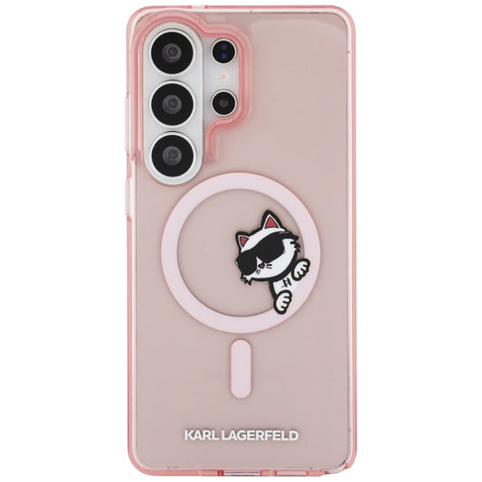Étui MagSafe pour Samsung Galaxy S26 Ultra S948, Karl Lagerfeld, IML Choupette Peekaboo Logo, Rose