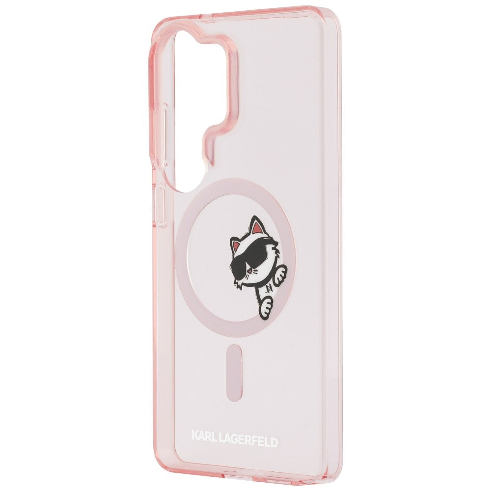 Étui MagSafe pour Samsung Galaxy S26 Ultra S948, Karl Lagerfeld, IML Choupette Peekaboo Logo, Rose