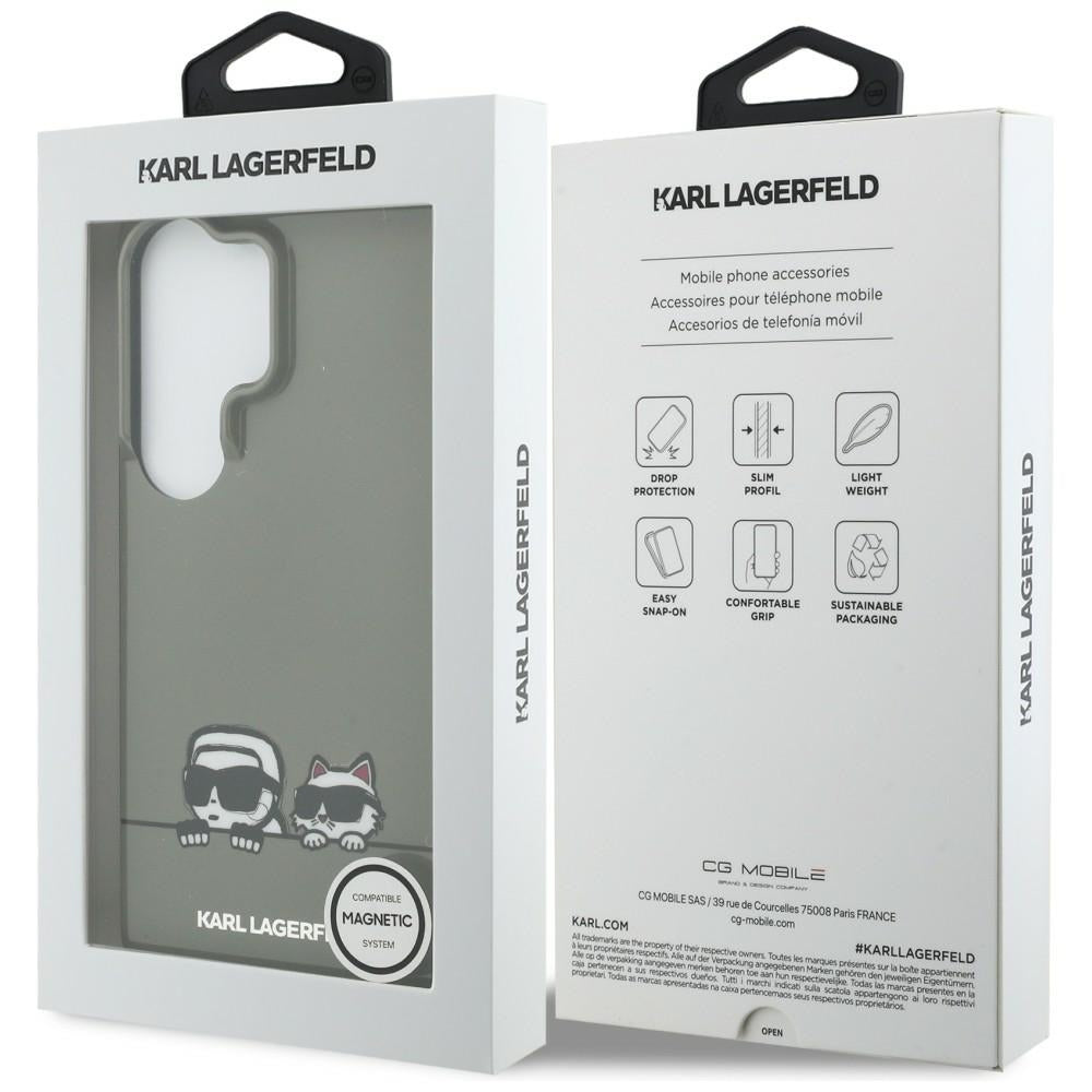 MagSafe hoesje voor Samsung Galaxy S26 Ultra S948, Karl Lagerfeld, IML Karl & Choupette Peekaboo Logo, Zwart