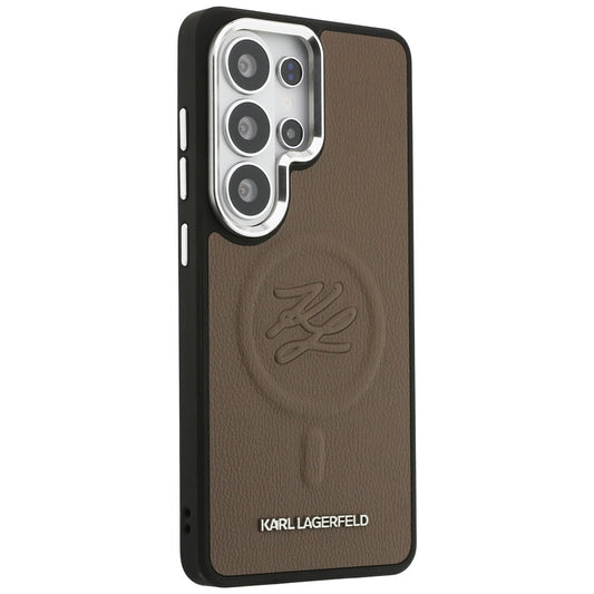 MagSafe hoesje voor Samsung Galaxy S26 Ultra S948, Karl Lagerfeld, Initial Logo Debossed, Bruin