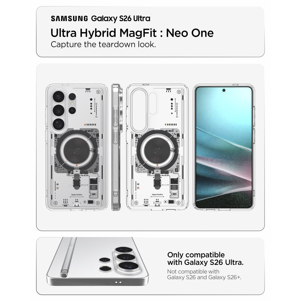 MagSafe hoesje voor Samsung Galaxy S26 Ultra S948, Spigen, Ultra Hybrid Neo One, Transparant ACS11206