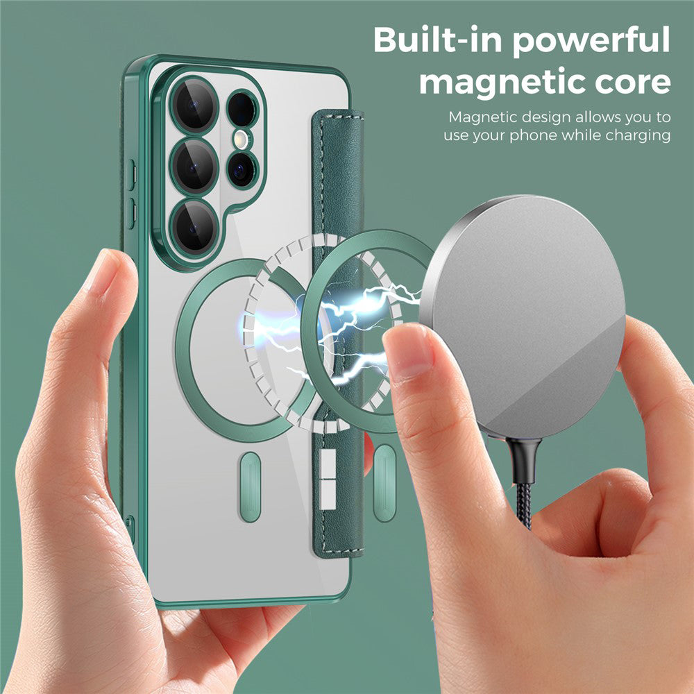 MagSafe-hoes voor Samsung Galaxy S26 Ultra S948, Techsuit, SmartMag Book, Groen