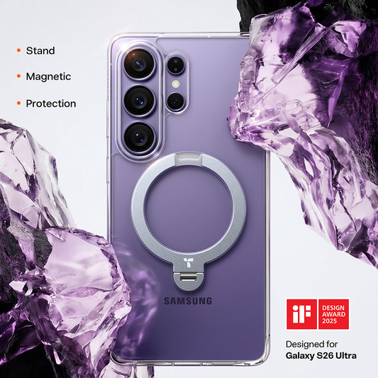 MagSafe hoesje voor Samsung Galaxy S26 Ultra, Torras, Ostand Spin, Transparant