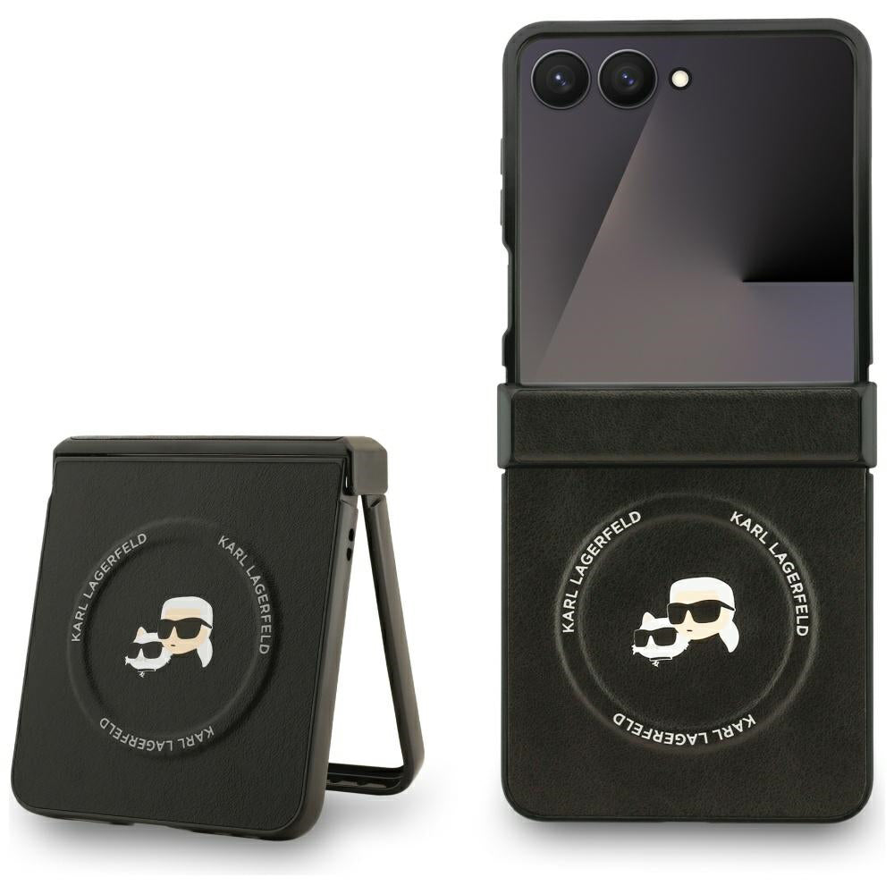 MagSafe hoes voor Samsung Galaxy Z Flip7 F766, Karl Lagerfeld, Karl & Choupette Pins, Zwart