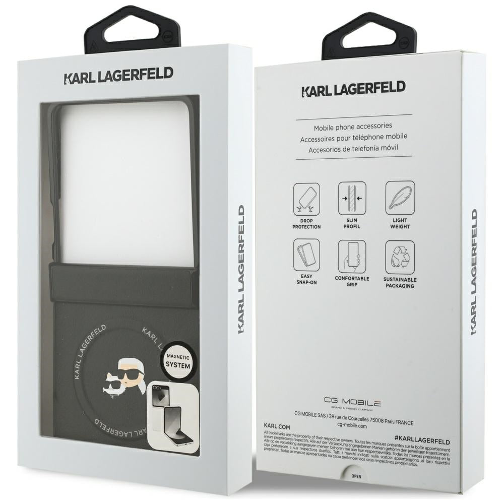MagSafe hoes voor Samsung Galaxy Z Flip7 F766, Karl Lagerfeld, Karl & Choupette Pins, Zwart