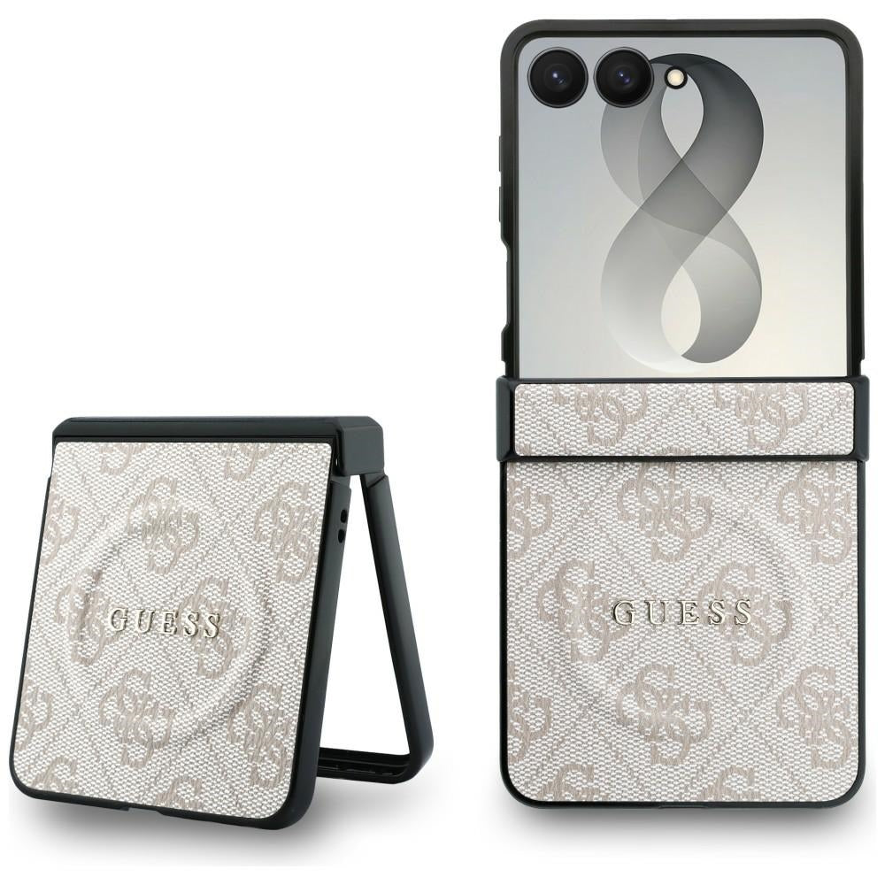 Coque MagSafe pour Samsung Galaxy Z Flip8 F776, Guess, 4G Leather Classic, Rose