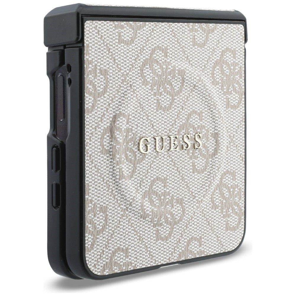 Coque MagSafe pour Samsung Galaxy Z Flip8 F776, Guess, 4G Leather Classic, Rose