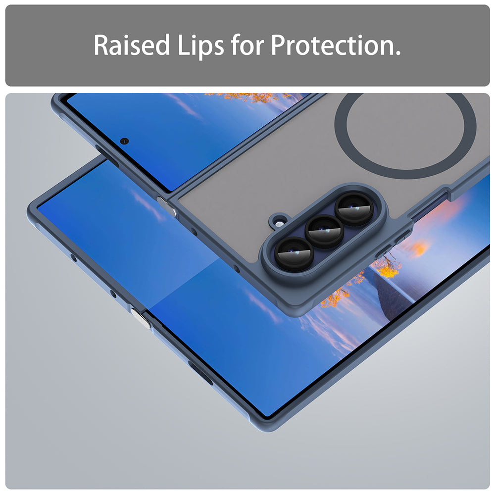 Coque MagSafe pour Samsung Galaxy Z Fold7 F966, Techsuit, HaloFrost II, Bleu marine