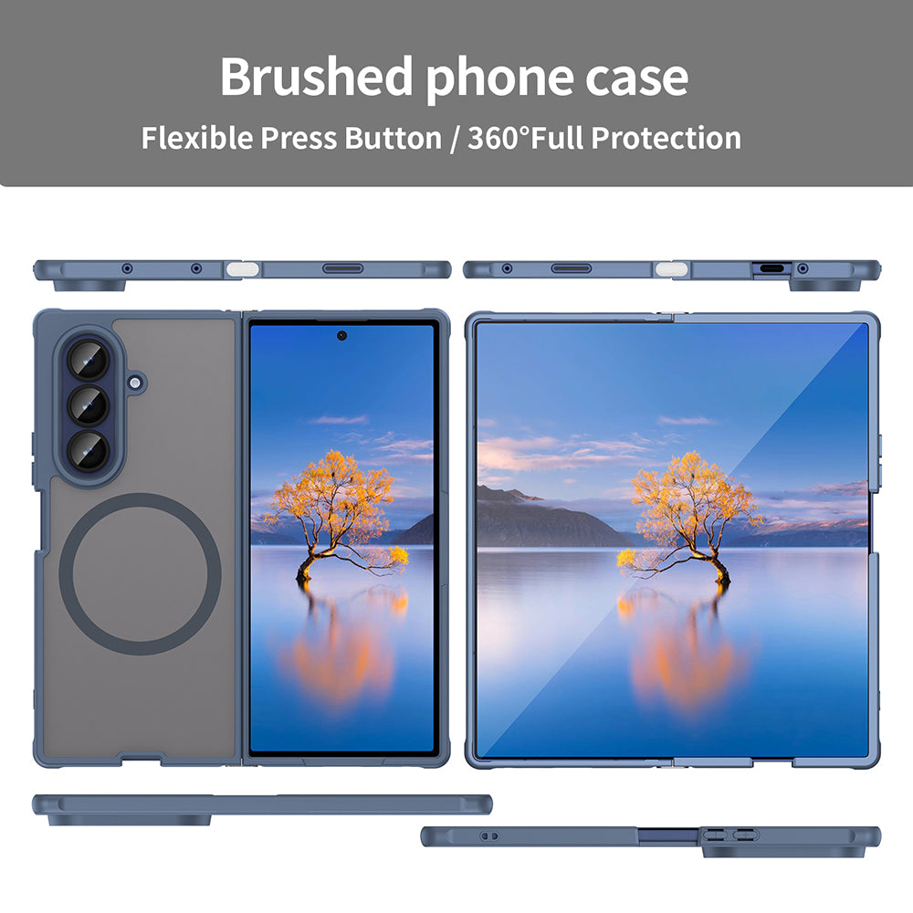Coque MagSafe pour Samsung Galaxy Z Fold7 F966, Techsuit, HaloFrost II, Bleu marine