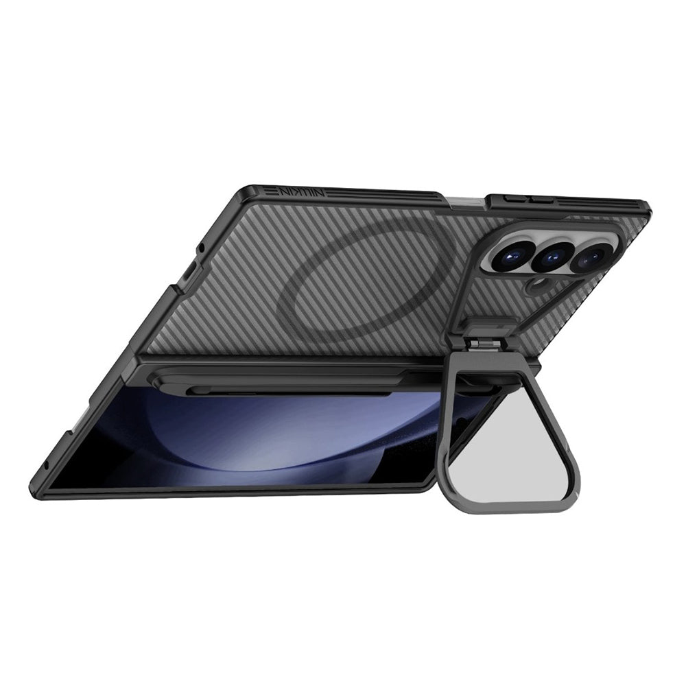 Coque MagSafe pour Samsung Galaxy Z Fold8 Ultra F976, Nillkin, CamShield Pro avec couverture d'objectif transparente et support pour S-Pen, Noir Transparent