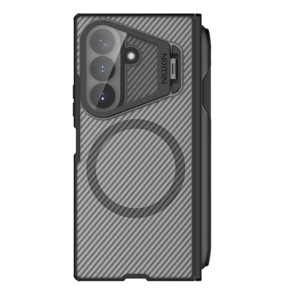 Coque MagSafe pour Samsung Galaxy Z Fold8 Ultra F976, Nillkin, CamShield Pro avec couverture d'objectif transparente et support pour S-Pen, Noir Transparent