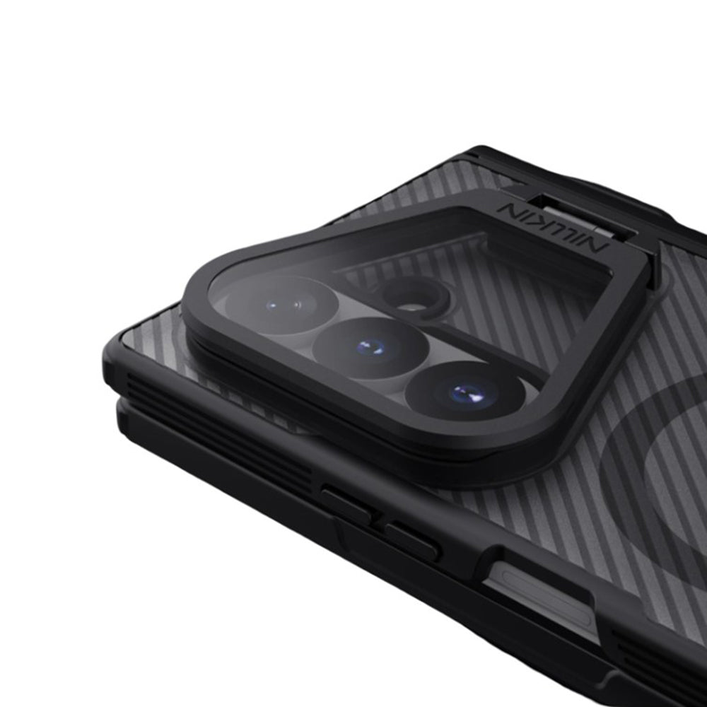 Coque MagSafe pour Samsung Galaxy Z Fold8 Ultra F976, Nillkin, CamShield Pro avec couverture d'objectif transparente et support pour S-Pen, Noir Transparent