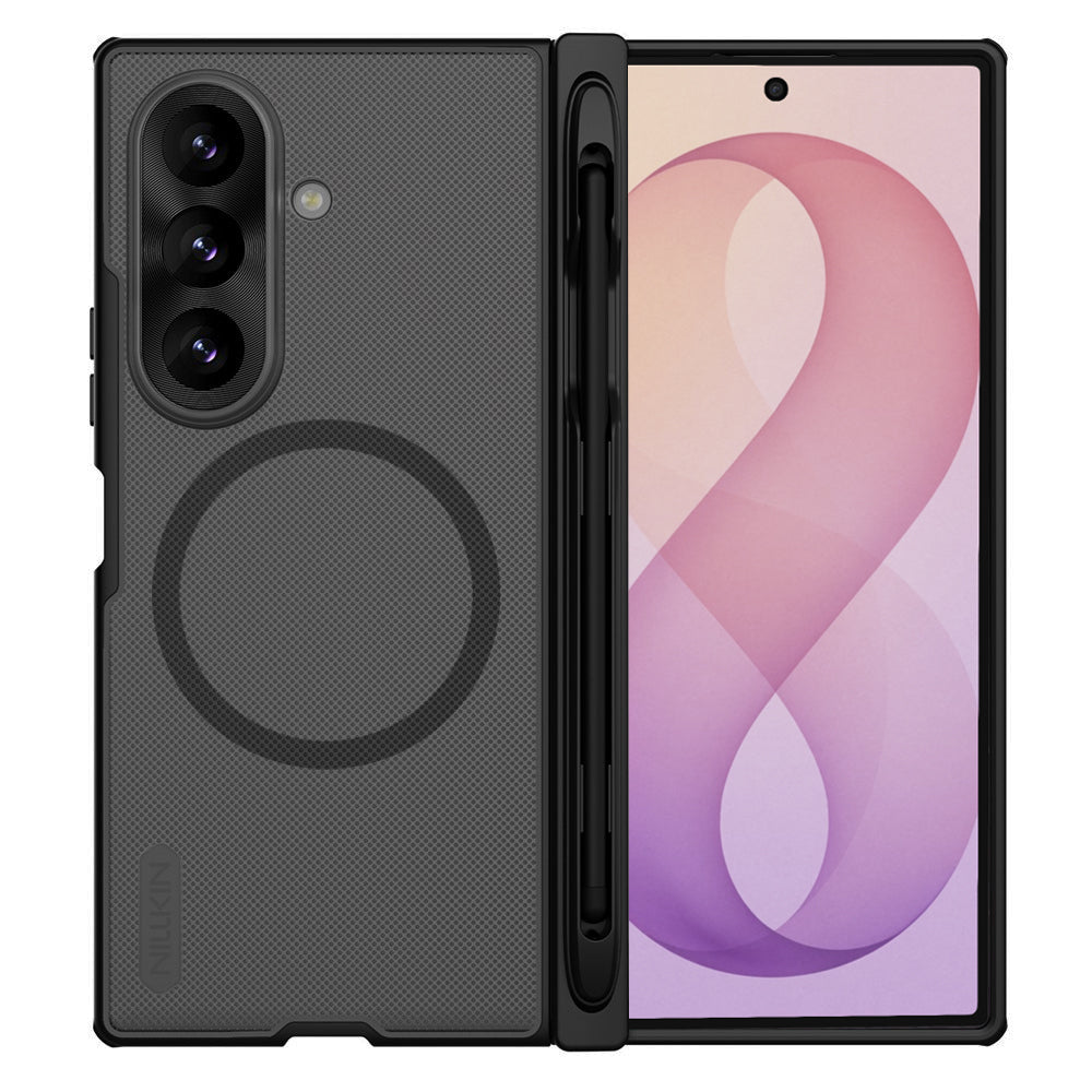 MagSafe-hoesje voor Samsung Galaxy Z Fold8 Ultra F976, Nillkin, Super Frosted Shield met pennenhouder, Zwart Transparant