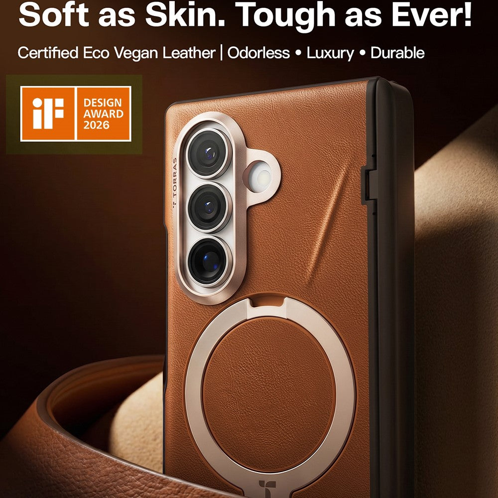 MagSafe-hoes voor Samsung Galaxy Z Fold8 Ultra F976, Torras, QPRO Leather, Bruin