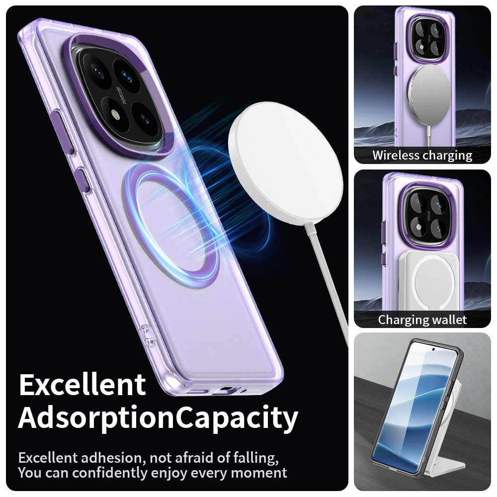 Coque MagSafe pour Xiaomi Poco X7 / Redmi Note 14 Pro 5G, Techsuit, CandyCase, Violet