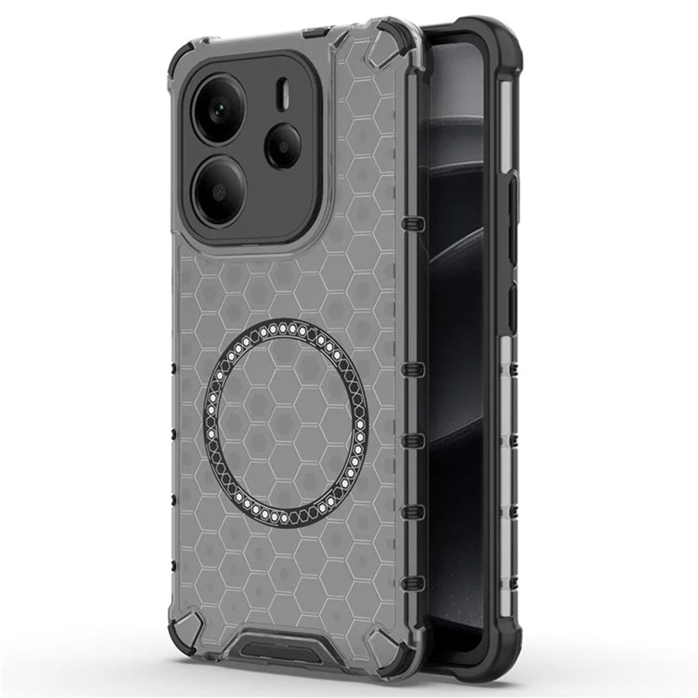 Coque MagSafe pour Xiaomi Redmi Note 14 4G (Régional), Techsuit, HoneyComb Shield, Noire