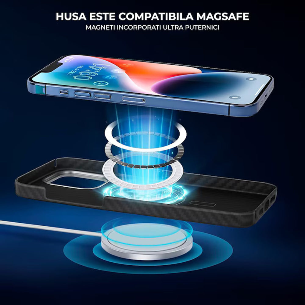 MagSafe hoes voor Apple iPhone 17 Pro, Techsuit Aramid Fiber, Zwart