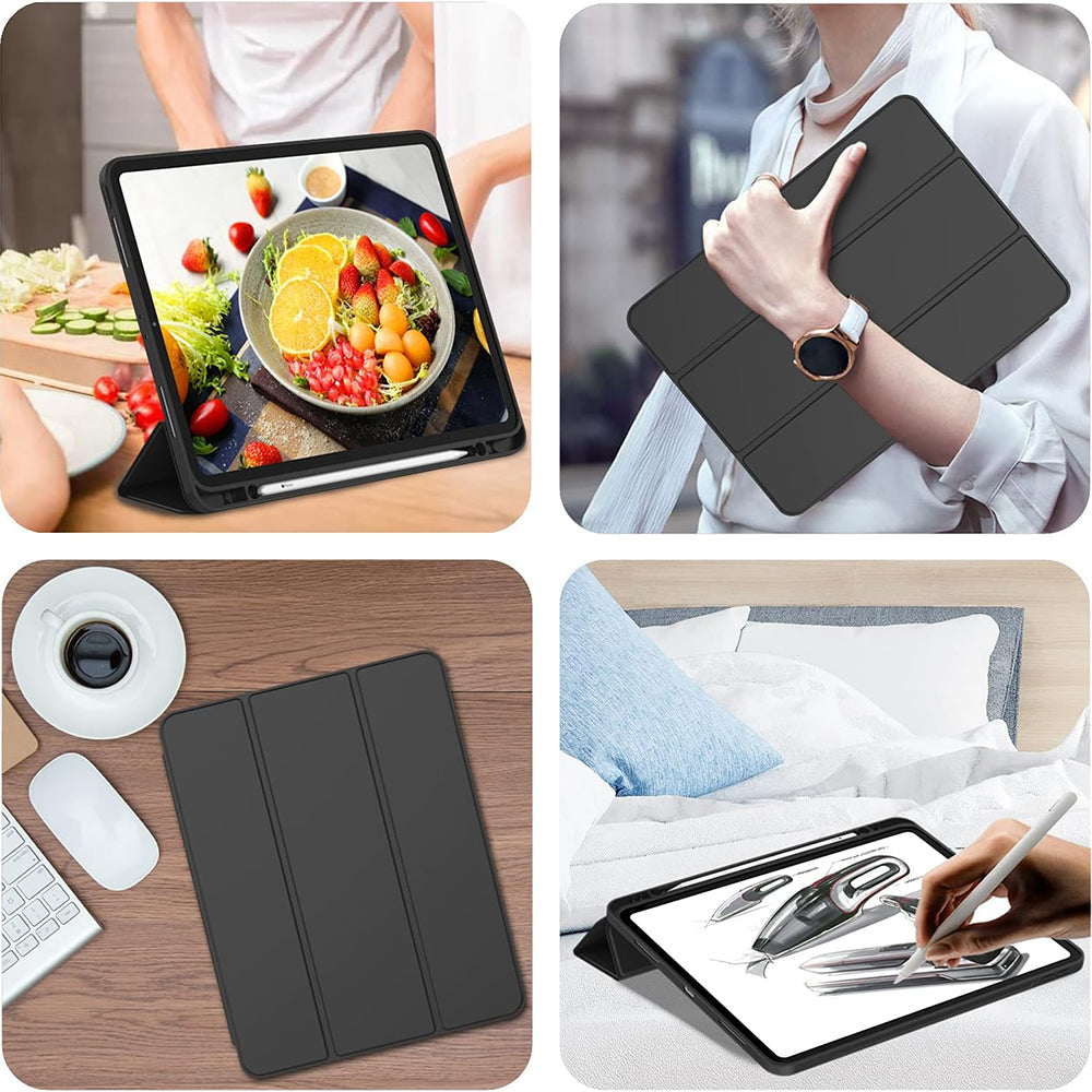Housse pour Apple iPad Pro 12.9 (2022) / Pro 12.9 (2021) / Pro 12.9 (2020) / Pro 12.9 (2018), Techsuit, Flex Trifold, Vert Matcha