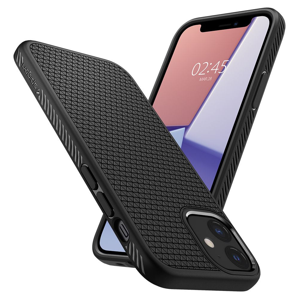 Hoes voor Apple iPhone 12 / 12 Pro, Spigen, Liquid Air, Zwart ACS01701