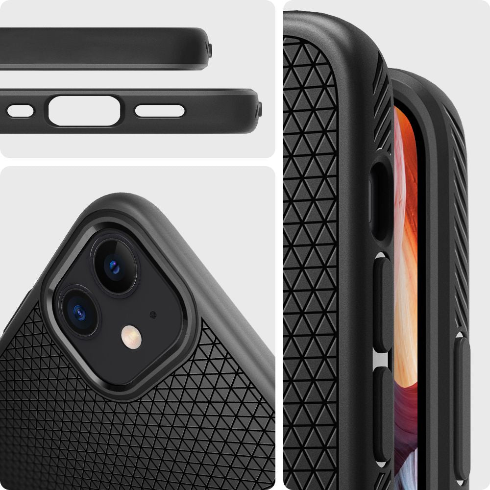 Hoes voor Apple iPhone 12 / 12 Pro, Spigen, Liquid Air, Zwart ACS01701