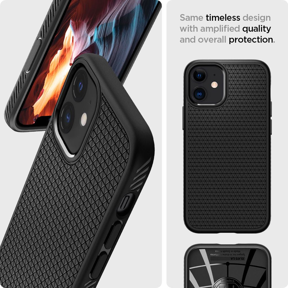 Hoes voor Apple iPhone 12 / 12 Pro, Spigen, Liquid Air, Zwart ACS01701