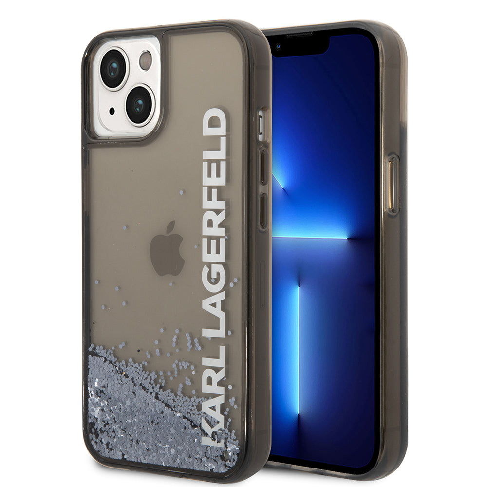 Housse pour Apple iPhone 14, Karl Lagerfeld, Liquid Glitter KL Logo, Noire
