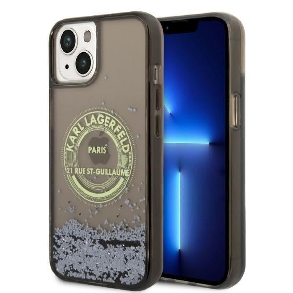 Étui pour Apple iPhone 14, Karl Lagerfeld, Liquid Glitter RSG, Noir.