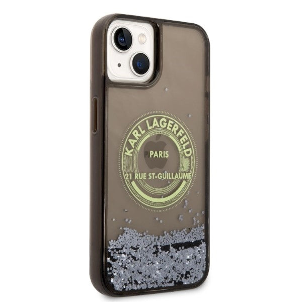 Étui pour Apple iPhone 14, Karl Lagerfeld, Liquid Glitter RSG, Noir.