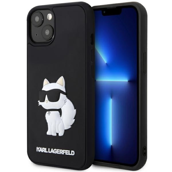Housse pour Apple iPhone 14 Plus, Karl Lagerfeld, 3D Rubber Choupette, Noire