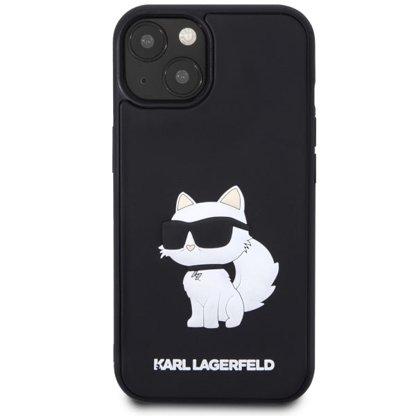 Housse pour Apple iPhone 14 Plus, Karl Lagerfeld, 3D Rubber Choupette, Noire