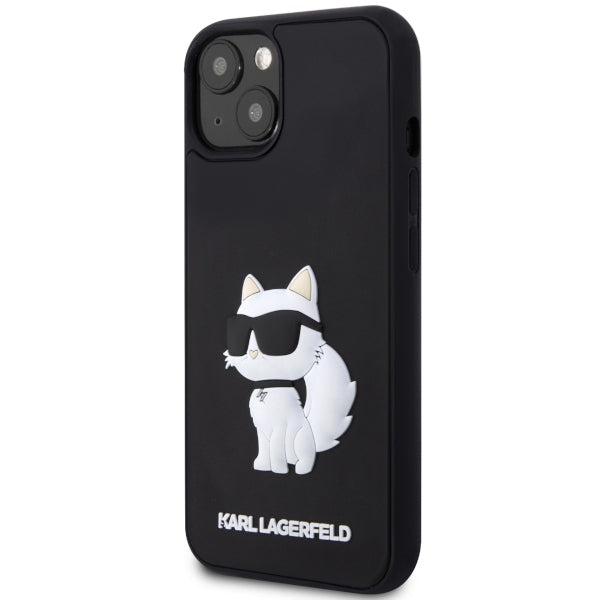 Housse pour Apple iPhone 14 Plus, Karl Lagerfeld, 3D Rubber Choupette, Noire