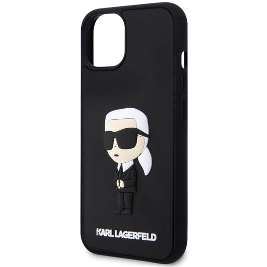 Hülle für Apple iPhone 14 Plus, Karl Lagerfeld, 3D Rubber Ikonik Karl, Schwarz