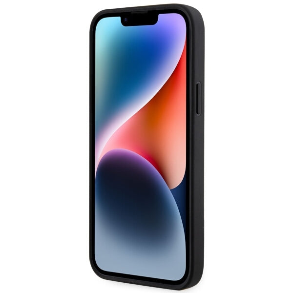 Hülle für Apple iPhone 14 Plus, Karl Lagerfeld, Saffiano Monogram Ikonik Karl, Schwarz