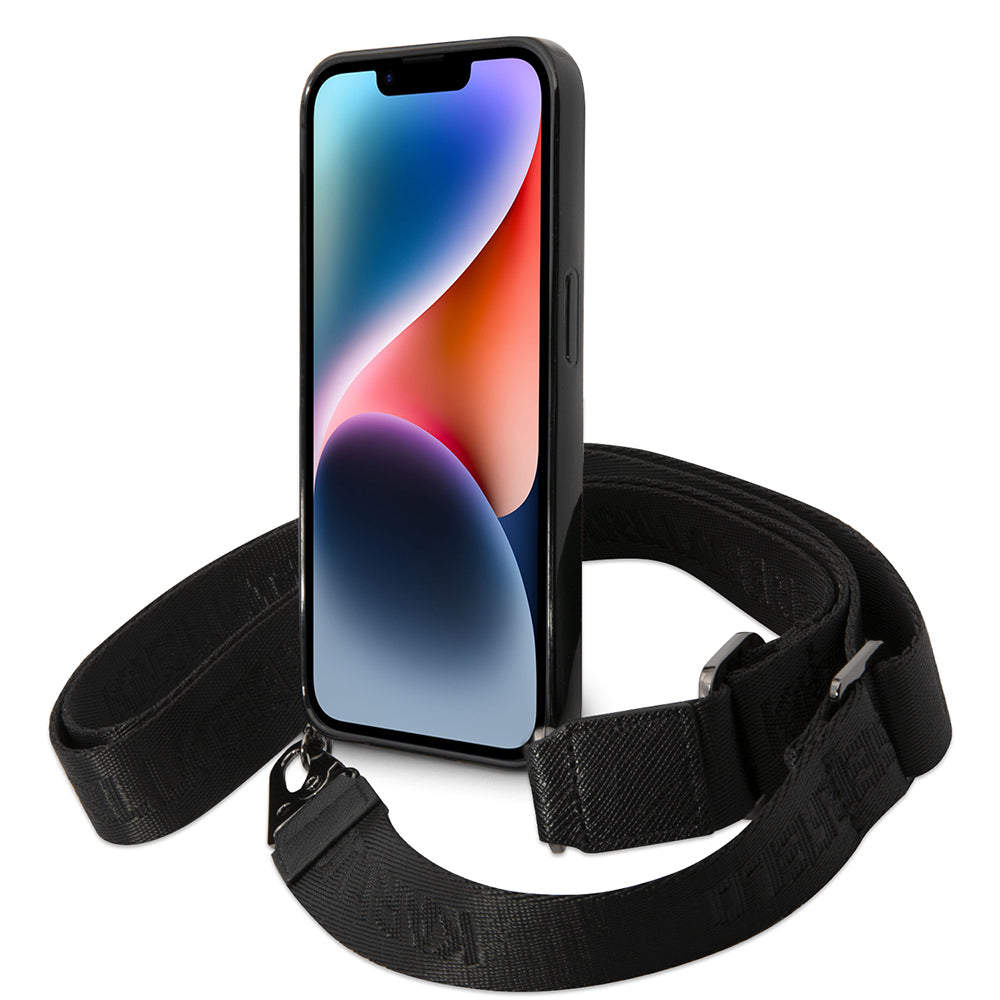 Hoes voor Apple iPhone 14 Pro, Karl Lagerfeld, Color Stripes with Strap, Roze