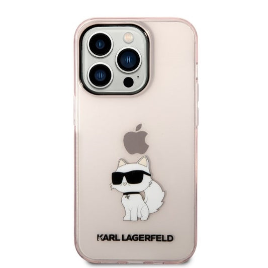 Étui pour Apple iPhone 14 Pro, Karl Lagerfeld, Ikonik Choupette, Rose
