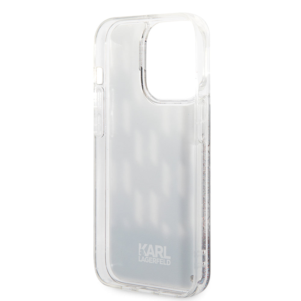 Hülle für Apple iPhone 14 Pro, Karl Lagerfeld, Liquid Glitter Monogram, Schwarz