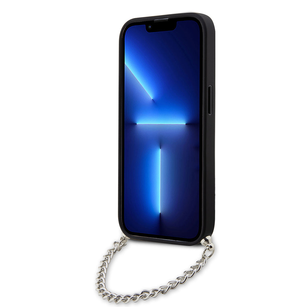 Hülle für Apple iPhone 14 Pro, Karl Lagerfeld, Saffiano Monogram Chain, Schwarz