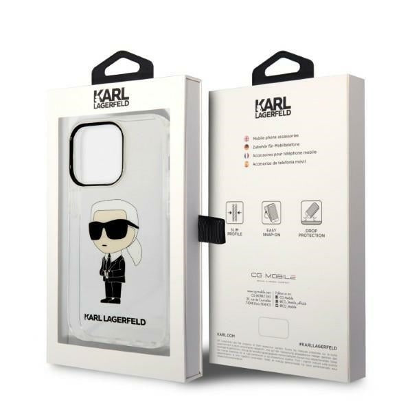 Hoes voor Apple iPhone 14 Pro Max, Karl Lagerfeld, Ikonik Karl, Transparant