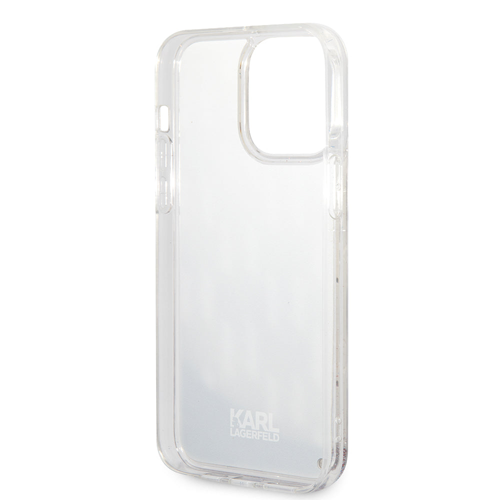 Case for Apple iPhone 14 Pro Max, Karl Lagerfeld, Liquid Glitter Monogram, Silver